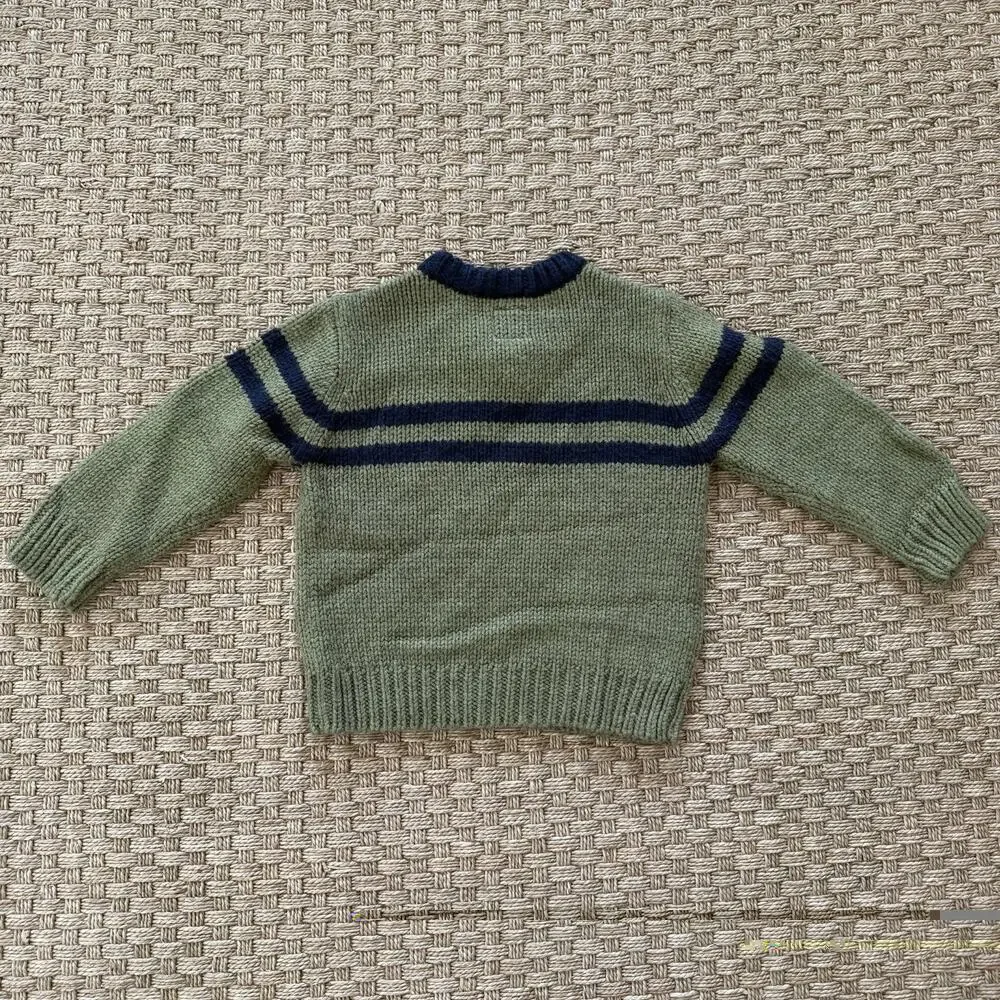 Old Navy Toddler’s VTG Style Green/Navy Blue Stripe Sweater Size 3T Long Sleeve